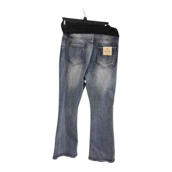 Blue washed faded look boot cut body shaping maternity jeans size large new - Picture 8 of 8